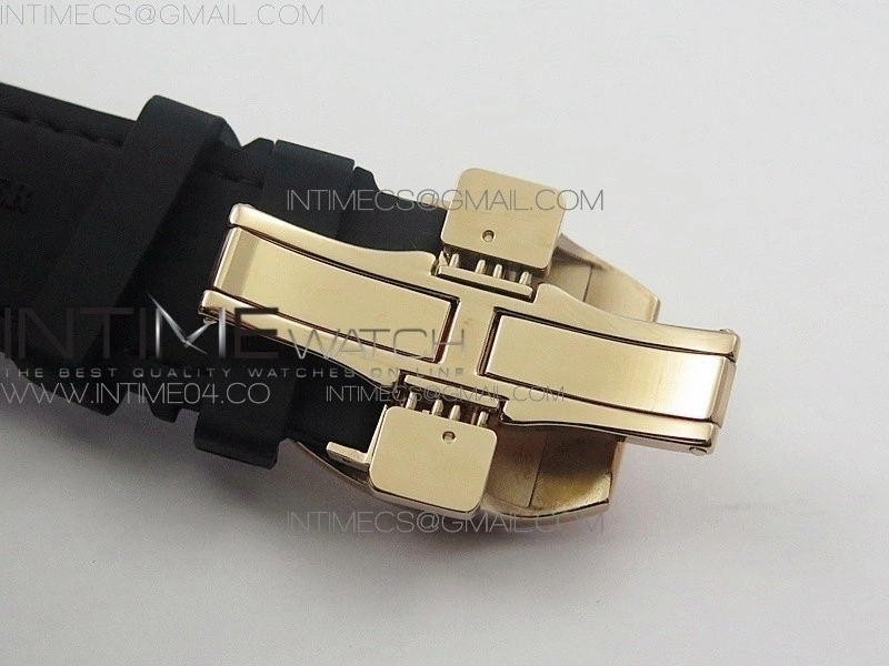 Vanguard V45 RG Full Diamonds Black Textured Numbers Markers on Black Gummy Strap A2813