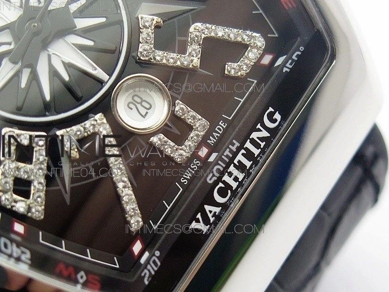 Vanguard V45 SS ABF Best Edition Black Dial Diamonds Markers on Black Gummy Strap A2813