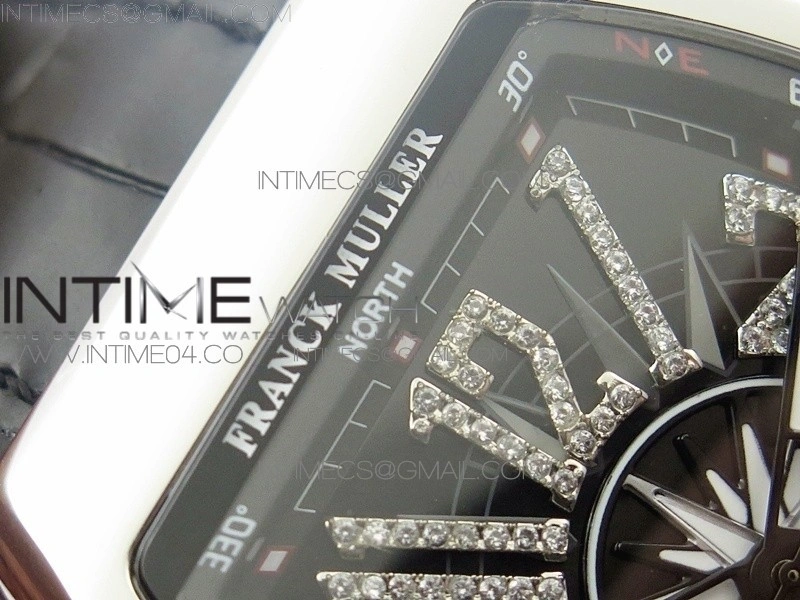 Vanguard V45 SS ABF Best Edition Black Dial Diamonds Markers on Black Gummy Strap A2813