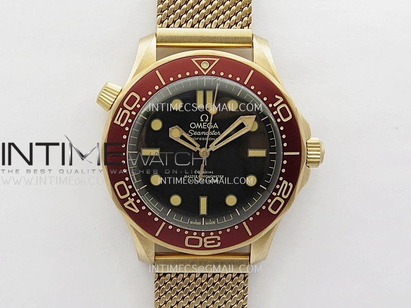Seamaster 300M "No Time to Die" Bronze Gold VSF 1:1 Best Edition Black Dial On Bronze Gold Mesh Bracelet SA8806 Super Clone