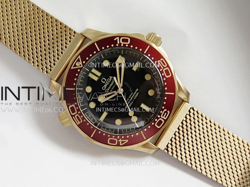 Seamaster 300M "No Time to Die" Bronze Gold VSF 1:1 Best Edition Black Dial On Bronze Gold Mesh Bracelet SA8806 Super Clone