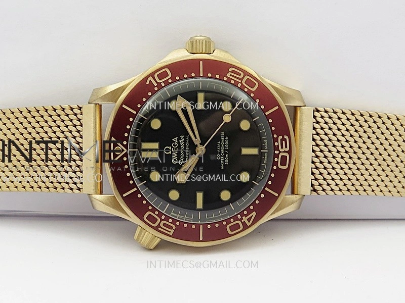 Seamaster 300M "No Time to Die" Bronze Gold VSF 1:1 Best Edition Black Dial On Bronze Gold Mesh Bracelet SA8806 Super Clone