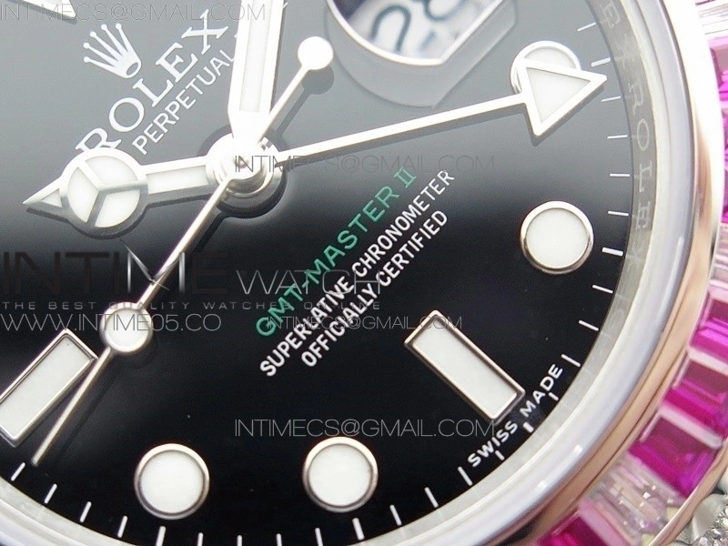 GMT Master II 126710 Red Blue T Crystal VRF Best Edition Black Dial On SS Paved Crystal Bracelet 3186 CHS