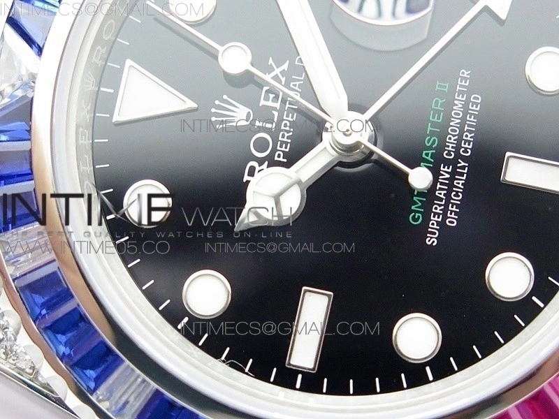 GMT Master II 126710 Red Blue T Crystal VRF Best Edition Black Dial On SS Paved Crystal Bracelet 3186 CHS
