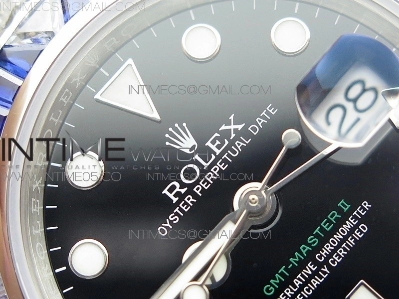 GMT Master II 126710 Red Blue T Crystal VRF Best Edition Black Dial On SS Paved Crystal Bracelet 3186 CHS