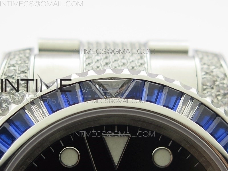 GMT Master II 126710 Red Blue T Crystal VRF Best Edition Black Dial On SS Paved Crystal Bracelet 3186 CHS