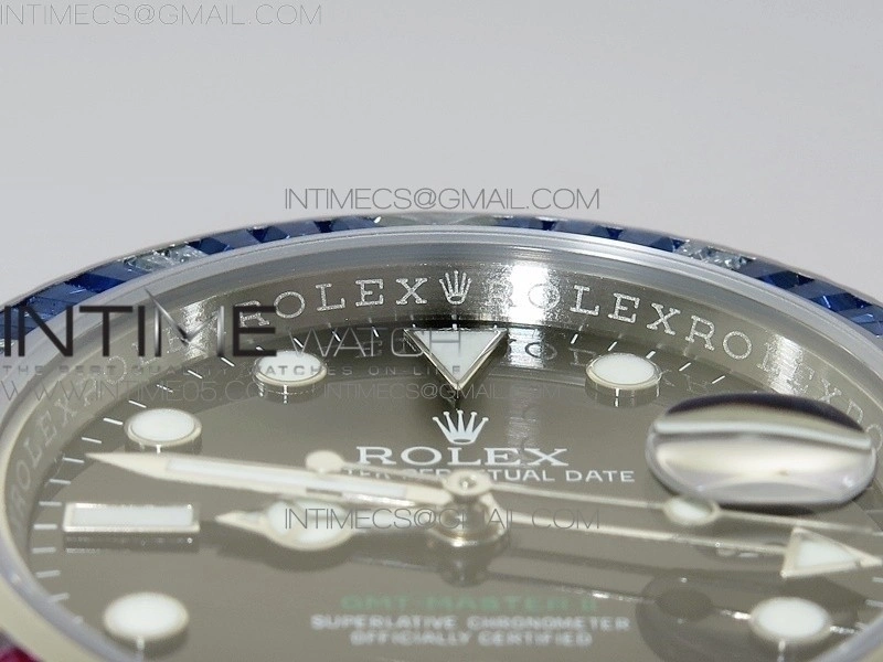 GMT Master II 126710 Red Blue T Crystal VRF Best Edition Black Dial On SS Paved Crystal Bracelet 3186 CHS