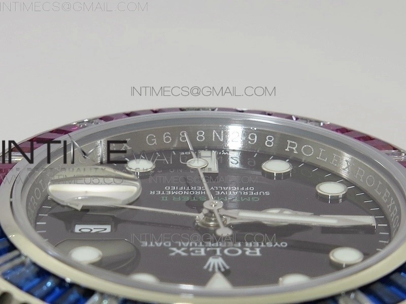 GMT Master II 126710 Red Blue T Crystal VRF Best Edition Black Dial On SS Paved Crystal Bracelet 3186 CHS