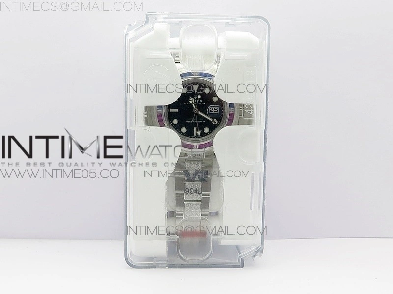 GMT Master II 126710 Red Blue T Crystal VRF Best Edition Black Dial On SS Paved Crystal Bracelet 3186 CHS