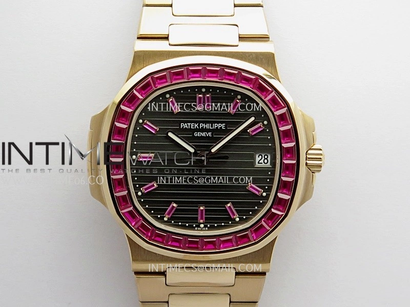 Nautilus 5711 1A RedT Diamond RG GRF 1:1 Best Edition Gray Textured Dial On RG Bracelet Asian 26-330