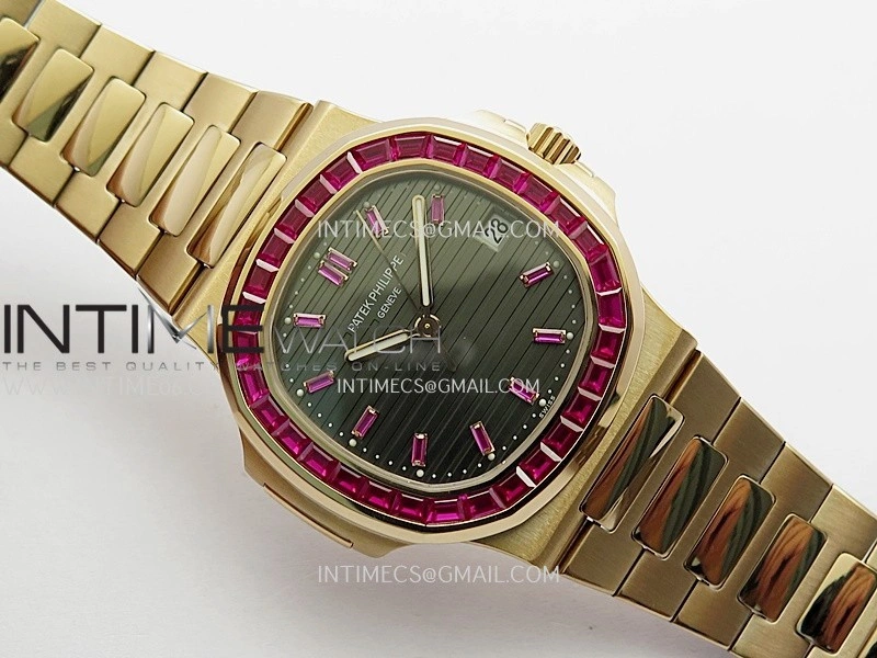 Nautilus 5711 1A RedT Diamond RG GRF 1:1 Best Edition Gray Textured Dial On RG Bracelet Asian 26-330