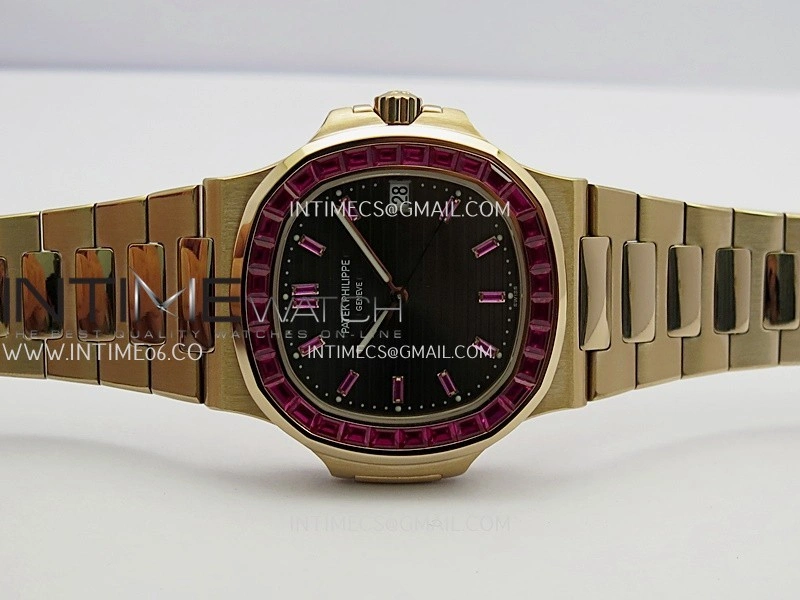 Nautilus 5711 1A RedT Diamond RG GRF 1:1 Best Edition Gray Textured Dial On RG Bracelet Asian 26-330