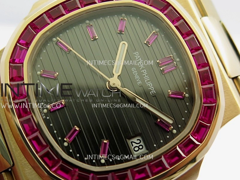 Nautilus 5711 1A RedT Diamond RG GRF 1:1 Best Edition Gray Textured Dial On RG Bracelet Asian 26-330