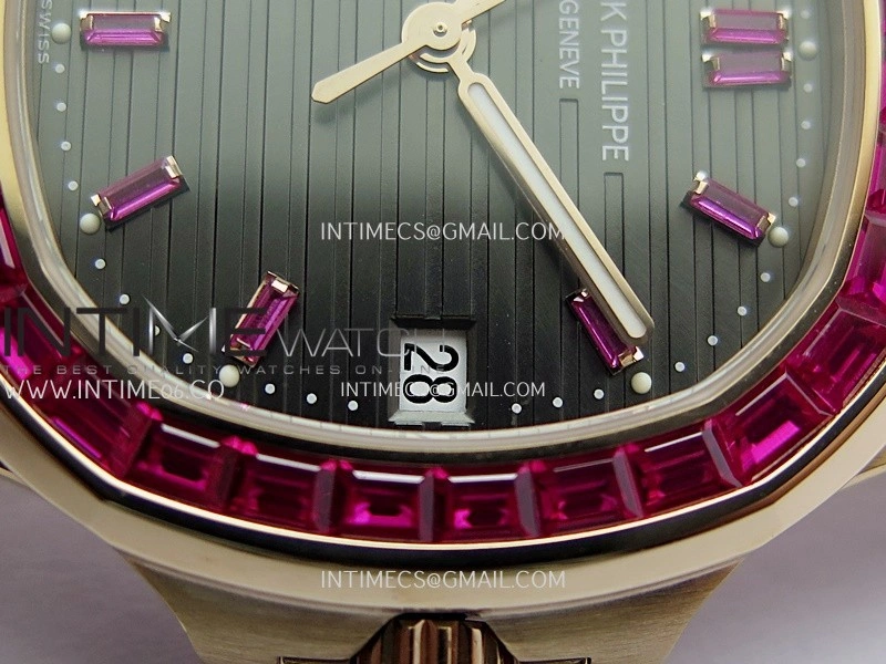 Nautilus 5711 1A RedT Diamond RG GRF 1:1 Best Edition Gray Textured Dial On RG Bracelet Asian 26-330