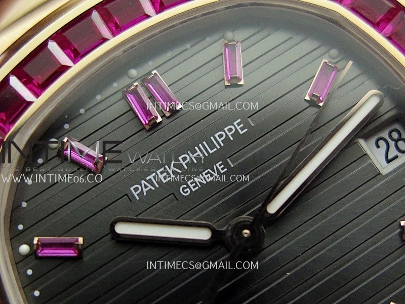 Nautilus 5711 1A RedT Diamond RG GRF 1:1 Best Edition Gray Textured Dial On RG Bracelet Asian 26-330