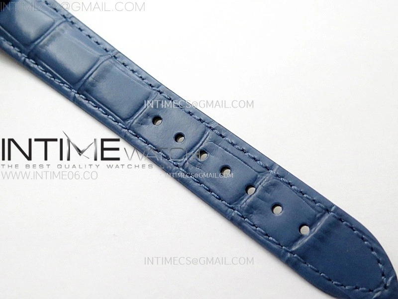 Annual Calendar 4947G SS Diamonds Bezel N1F Best Edition Blue Dial on Blue Leather Strap A324