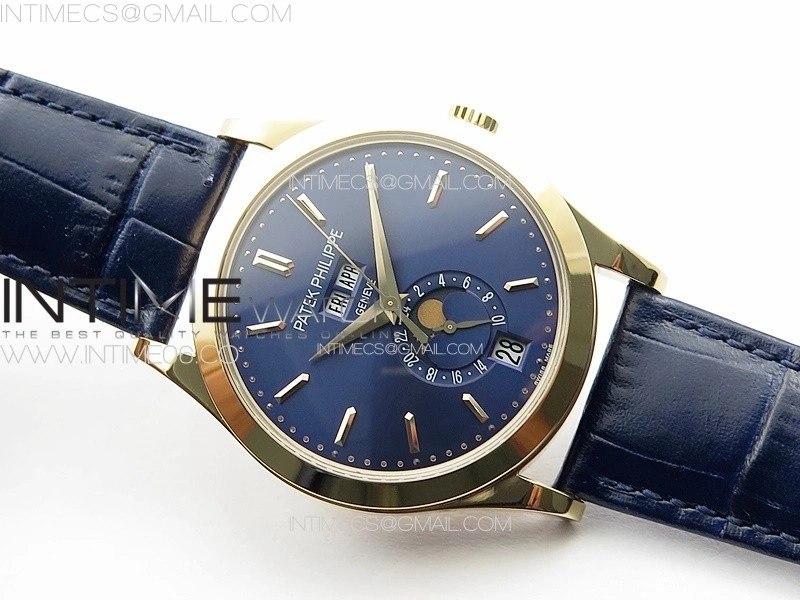 Annual Calendar Moonphase 5396 RG PPF 1:1 Best Edition Blue Dial on Blue Leather Strap PPF324