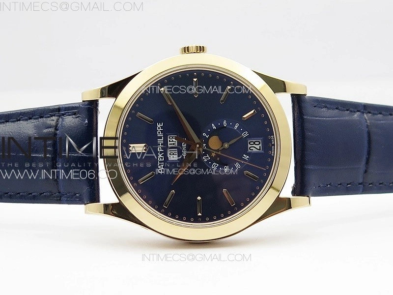 Annual Calendar Moonphase 5396 RG PPF 1:1 Best Edition Blue Dial on Blue Leather Strap PPF324