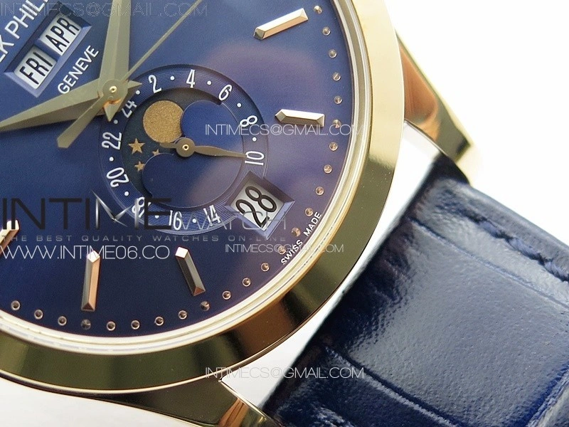 Annual Calendar Moonphase 5396 RG PPF 1:1 Best Edition Blue Dial on Blue Leather Strap PPF324