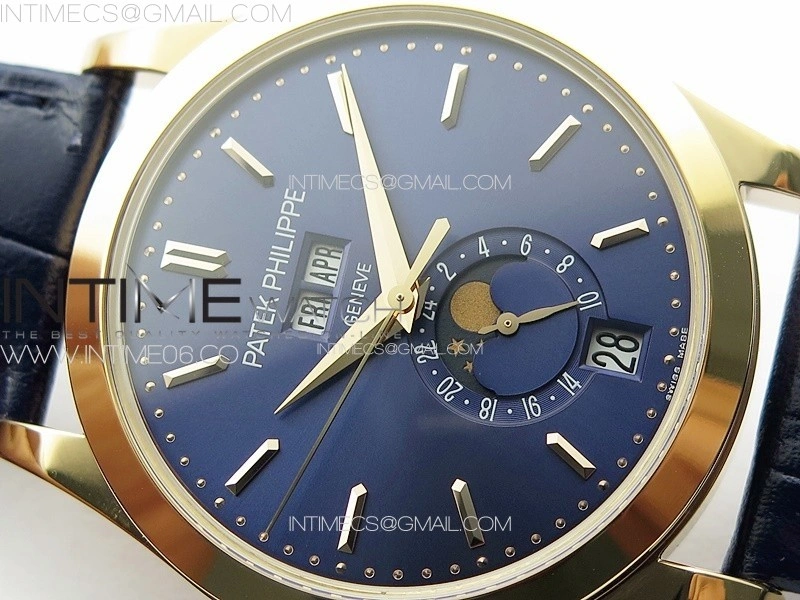 Annual Calendar Moonphase 5396 RG PPF 1:1 Best Edition Blue Dial on Blue Leather Strap PPF324