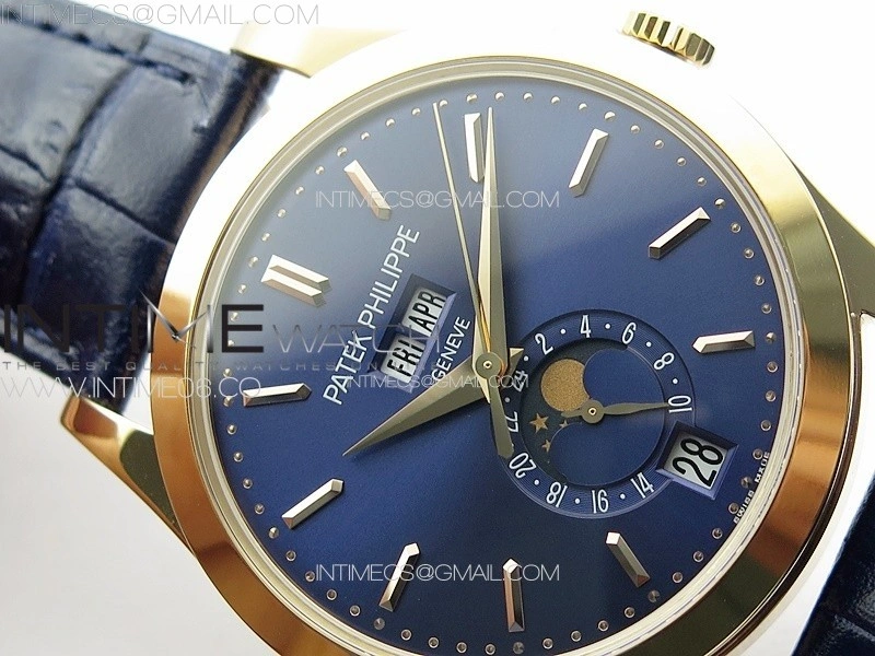 Annual Calendar Moonphase 5396 RG PPF 1:1 Best Edition Blue Dial on Blue Leather Strap PPF324