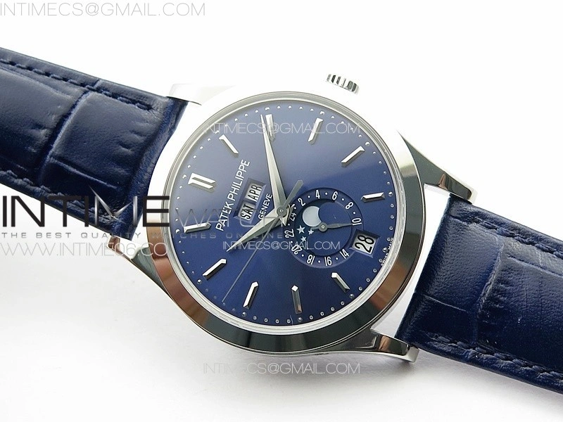 Annual Calendar Moonphase 5396 SS PPF 1:1 Best Edition Blue Dial on Blue Leather Strap PPF324