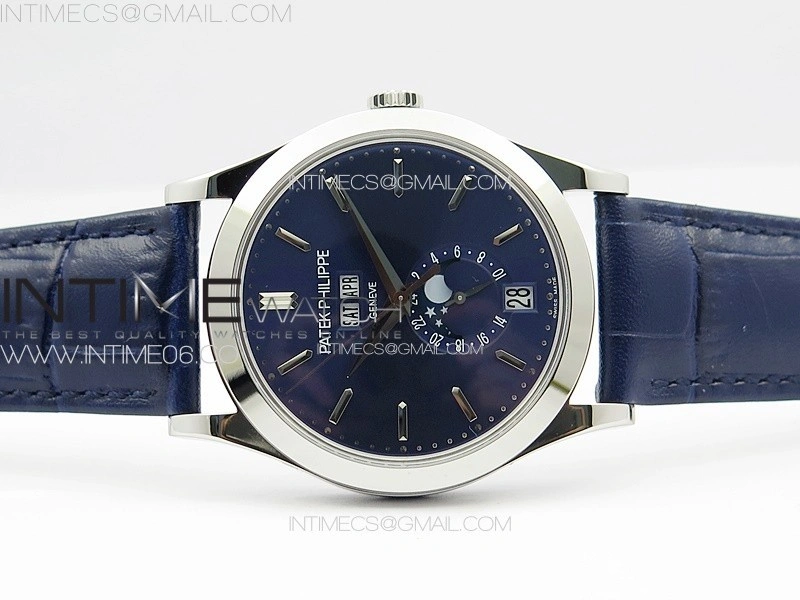 Annual Calendar Moonphase 5396 SS PPF 1:1 Best Edition Blue Dial on Blue Leather Strap PPF324