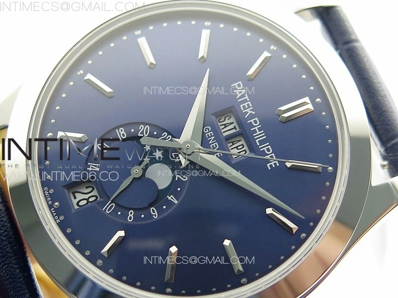 Annual Calendar Moonphase 5396 SS PPF 1:1 Best Edition Blue Dial on Blue Leather Strap PPF324