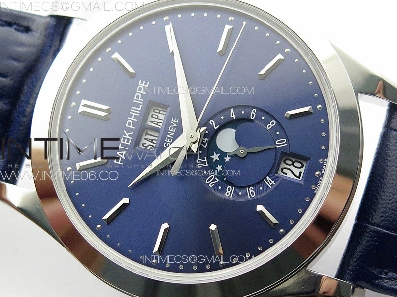 Annual Calendar Moonphase 5396 SS PPF 1:1 Best Edition Blue Dial on Blue Leather Strap PPF324