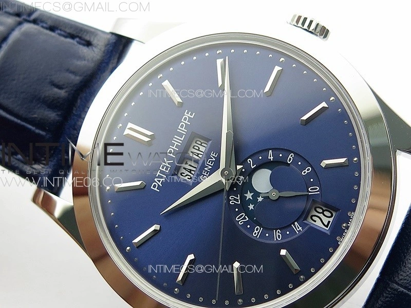 Annual Calendar Moonphase 5396 SS PPF 1:1 Best Edition Blue Dial on Blue Leather Strap PPF324