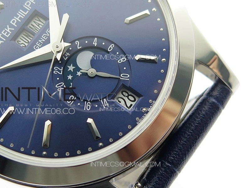 Annual Calendar Moonphase 5396 SS PPF 1:1 Best Edition Blue Dial on Blue Leather Strap PPF324
