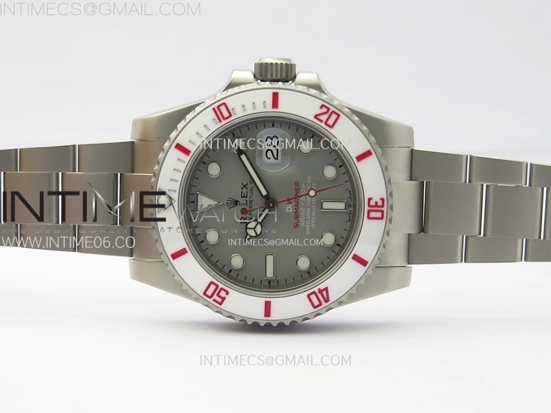 Submariner DIW Sandblasted White Ceramic Bezel VSF 1:1 Best Edition Gray Dial on SS Bracelet VS3135