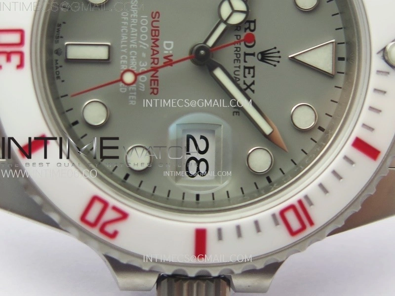 Submariner DIW Sandblasted White Ceramic Bezel VSF 1:1 Best Edition Gray Dial on SS Bracelet VS3135