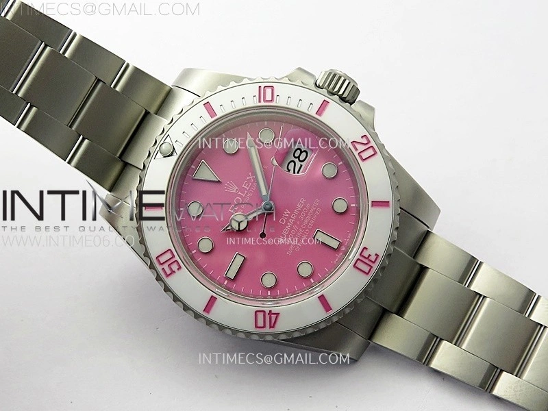 Submariner DIW Sandblasted White Ceramic Bezel VSF 1:1 Best Edition Pink Dial on SS Bracelet VS3135