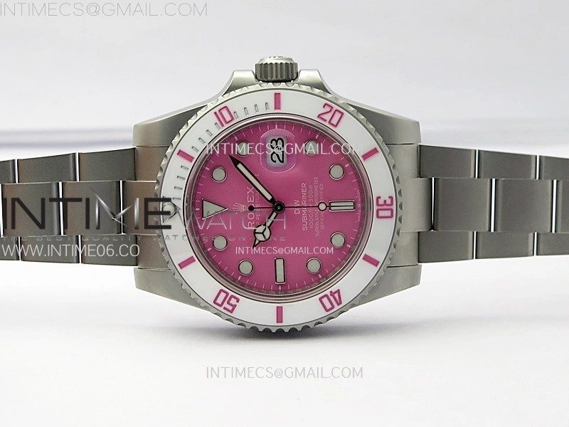 Submariner DIW Sandblasted White Ceramic Bezel VSF 1:1 Best Edition Pink Dial on SS Bracelet VS3135
