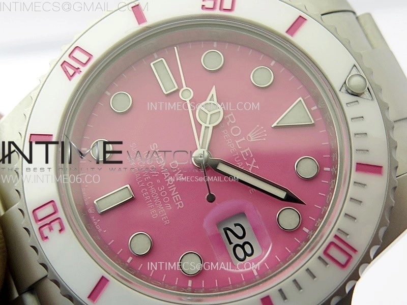 Submariner DIW Sandblasted White Ceramic Bezel VSF 1:1 Best Edition Pink Dial on SS Bracelet VS3135
