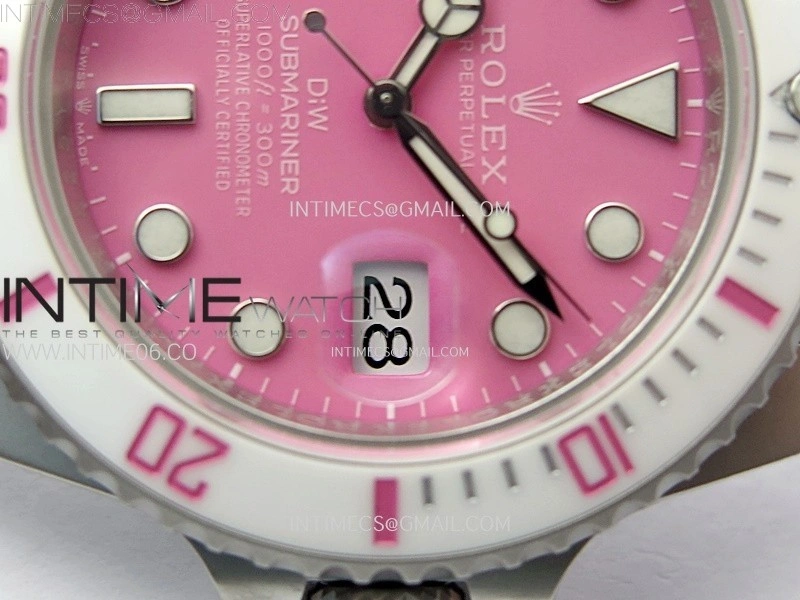 Submariner DIW Sandblasted White Ceramic Bezel VSF 1:1 Best Edition Pink Dial on SS Bracelet VS3135