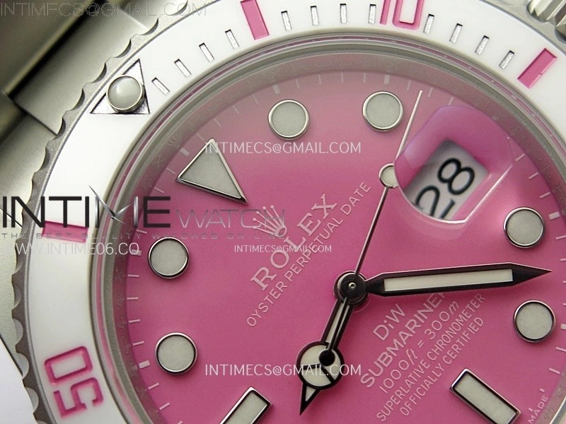 Submariner DIW Sandblasted White Ceramic Bezel VSF 1:1 Best Edition Pink Dial on SS Bracelet VS3135