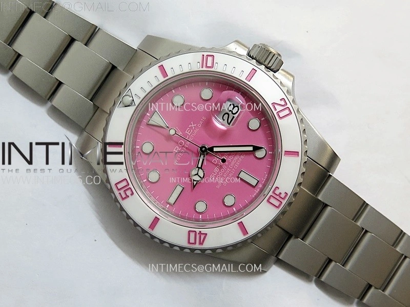 Submariner DIW Sandblasted White Ceramic Bezel VSF 1:1 Best Edition Pink Dial on SS Bracelet VS3135