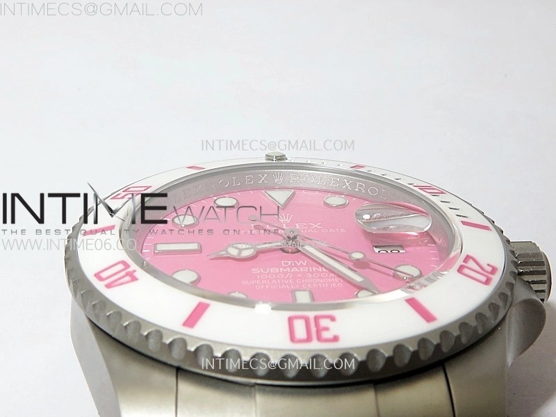 Submariner DIW Sandblasted White Ceramic Bezel VSF 1:1 Best Edition Pink Dial on SS Bracelet VS3135