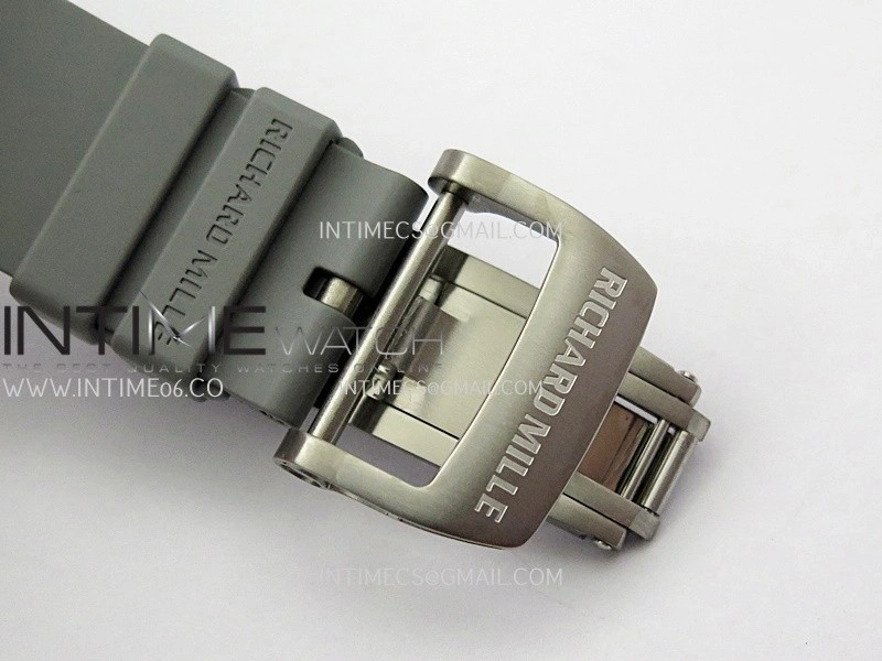 RM055 Titanium Carbide ZF 1:1 Best Edition Skeleton Dial On Gray Shark Rubber Strap RMUL2 Super Clone