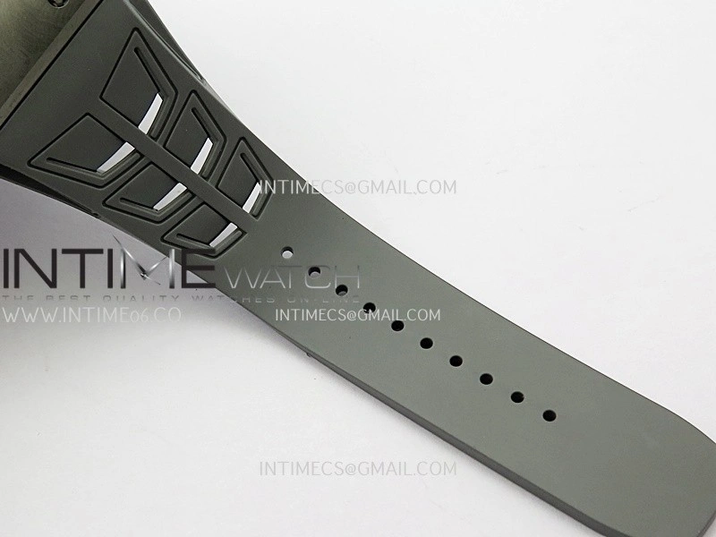 RM055 Titanium Carbide ZF 1:1 Best Edition Skeleton Dial On Gray Shark Rubber Strap RMUL2 Super Clone