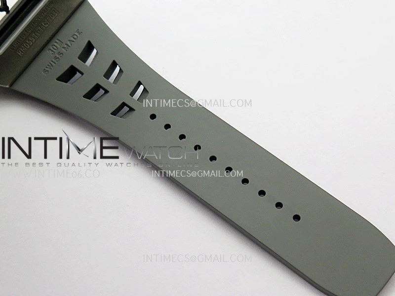 RM055 Titanium Carbide ZF 1:1 Best Edition Skeleton Dial On Gray Shark Rubber Strap RMUL2 Super Clone
