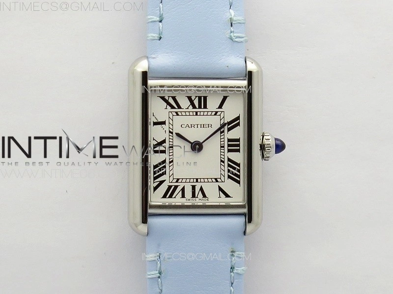 Tank Louis Ladies 22mm SS 8848F 1:1 Best Edition White Dial on Blue Leather Strap Ronda Quartz