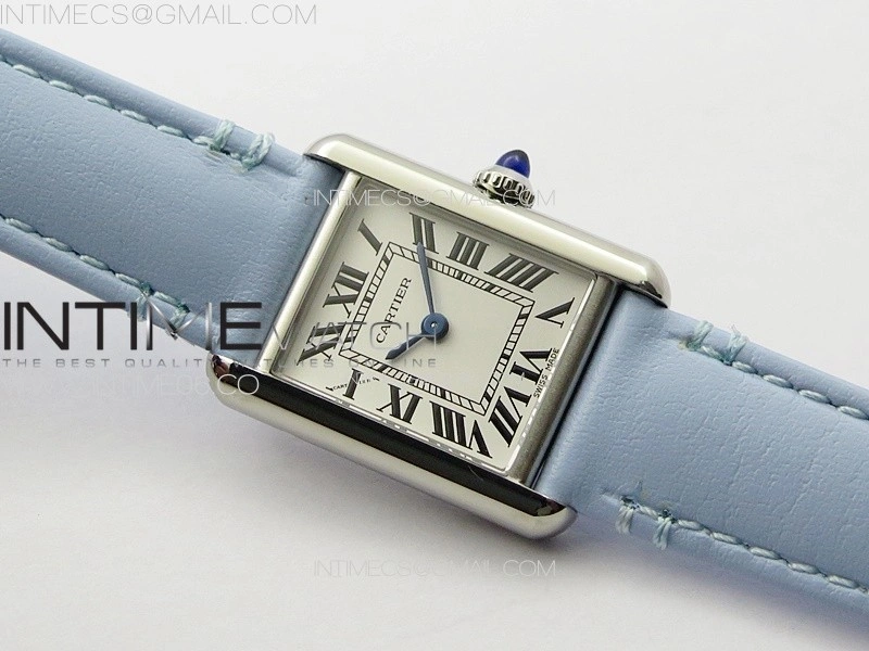 Tank Louis Ladies 22mm SS 8848F 1:1 Best Edition White Dial on Blue Leather Strap Ronda Quartz