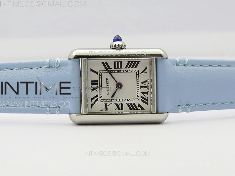 Tank Louis Ladies 22mm SS 8848F 1:1 Best Edition White Dial on Blue Leather Strap Ronda Quartz