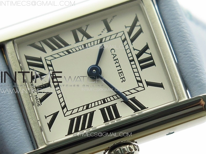Tank Louis Ladies 22mm SS 8848F 1:1 Best Edition White Dial on Blue Leather Strap Ronda Quartz