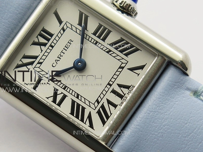 Tank Louis Ladies 22mm SS 8848F 1:1 Best Edition White Dial on Blue Leather Strap Ronda Quartz