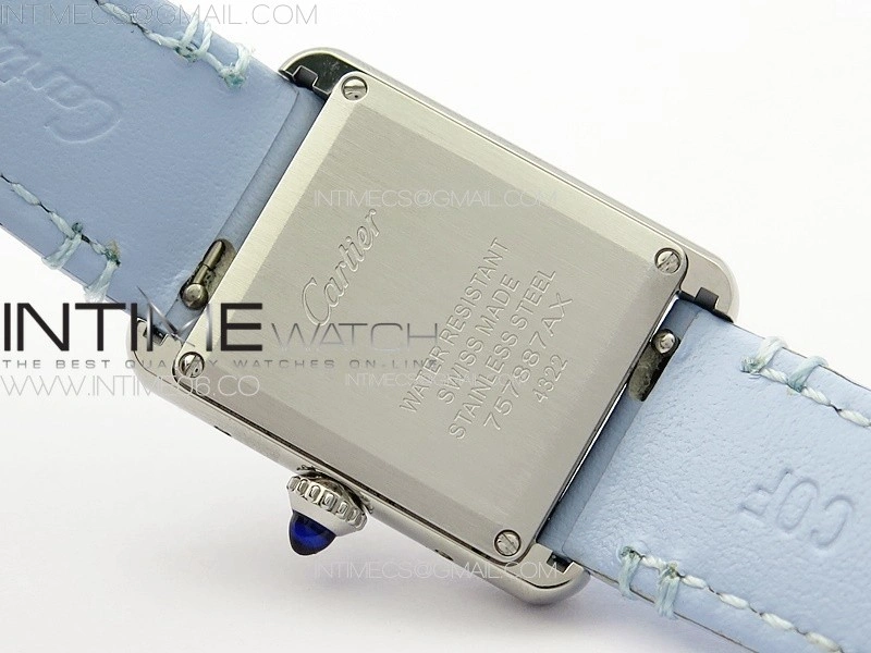 Tank Louis Ladies 22mm SS 8848F 1:1 Best Edition White Dial on Blue Leather Strap Ronda Quartz