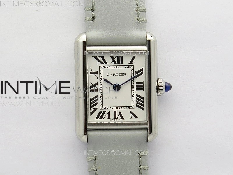 Tank Louis Ladies 22mm SS 8848F 1:1 Best Edition White Dial on Gray Leather Strap Ronda Quartz